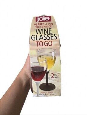 Joie Wine Glasses To Go - 2 Piece Portable Travel Set - BPA Free Plastic